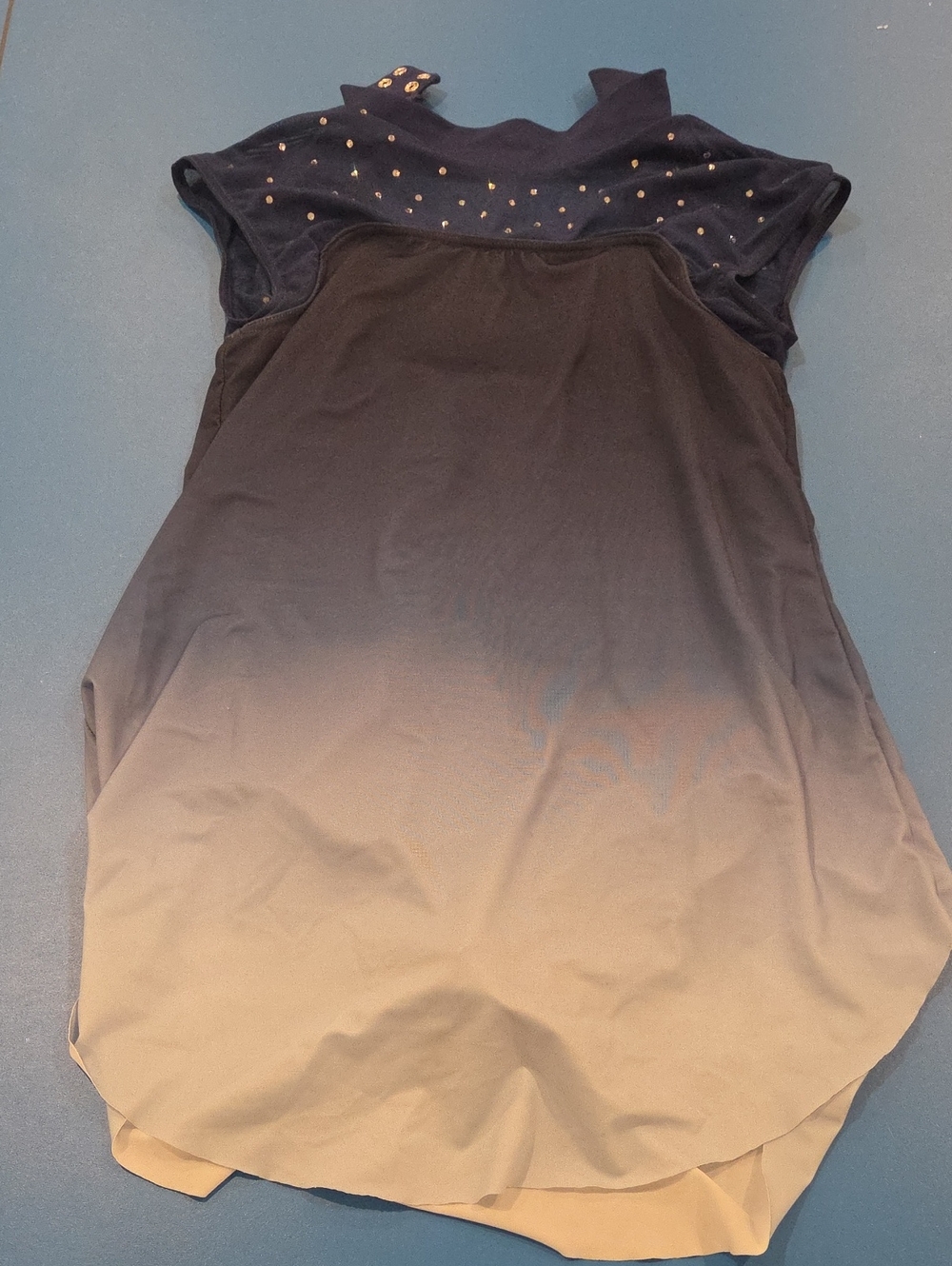 Weissman Navy to Cream Ombre Dance Dress with Studded Yoke